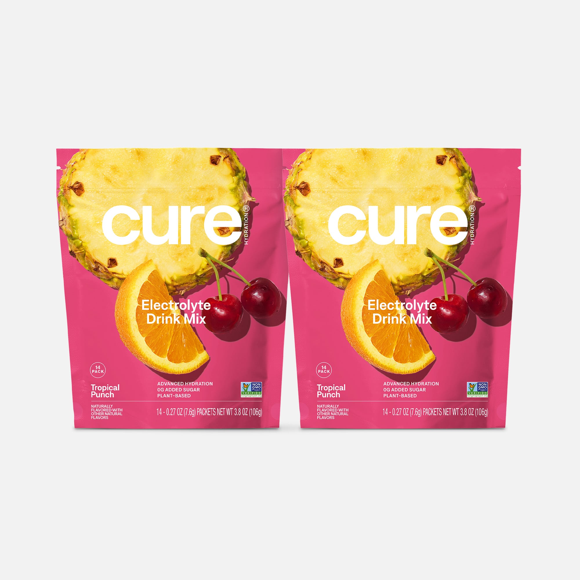 Cure Hydrating Electrolyte Drink Mix Pouches, Tropical Punch, 14 ct. (2-Pack)